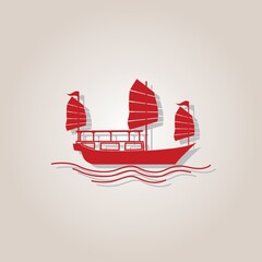 Poster - hong kong junk boat