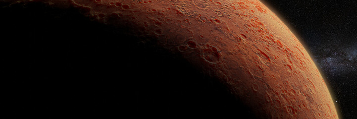 Wall Mural - Mars, the red planet of the Solar System, orbital view 