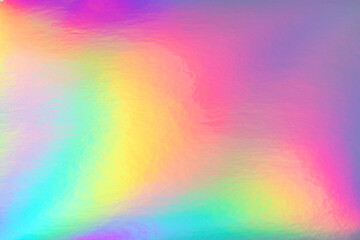 Poster - Abstract trendy rainbow holographic background in 80s style. Blurred texture in violet, pink and mint bright neon colors.