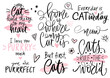 © yana2607 - Cats quotes set, meow lettering, fashion kitty phrases. Cute vector set with funny sayings.