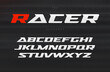 Racing font, aggressive and stylish lettering design. Dynamic letters, italic wide font with modern serifs, sports alphabet. Vector typography design.