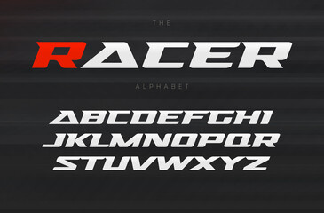 racing font, aggressive and stylish lettering design. dynamic letters, italic wide font with modern 