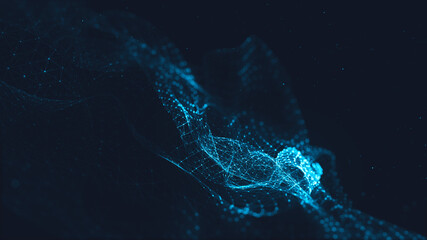 Abstract polygonal space low poly dark background with connecting dots and lines.