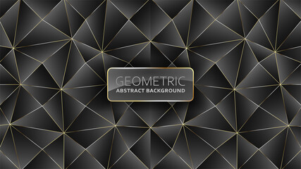 Wall Mural - Abstract geometric Landing page. Golden and dark black low poly repeated background. Vector illustration.