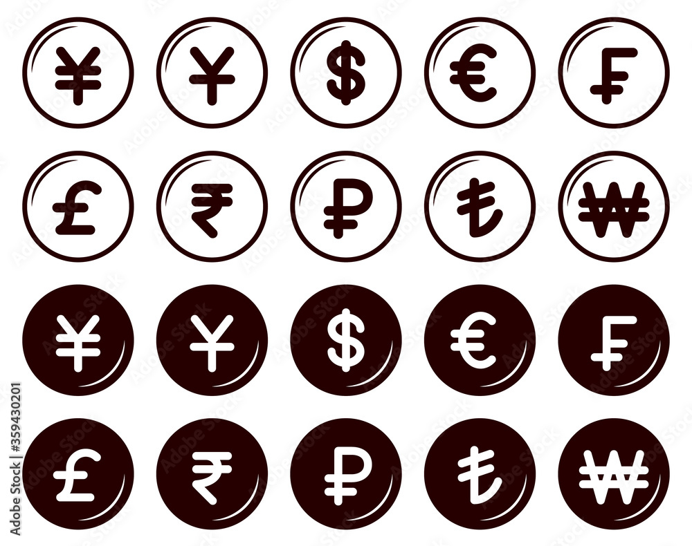 通貨記号とコインのイラスト/10種類 Stock Vector | Adobe Stock