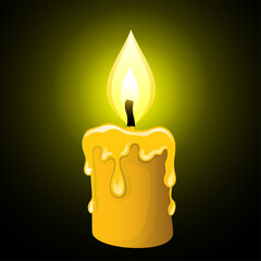 Wall Mural - Illustration with a candle on a dark background.