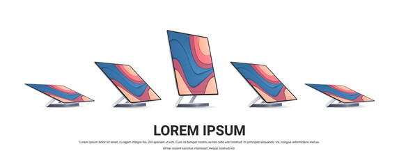 Wall Mural - modern computer monitor with colored screen realistic mockup gadgets and devices concept different a