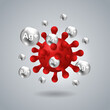 Silver ions Ag action 3D picture - antibacterial effect of ion solution - science, chemistry and technology illustration