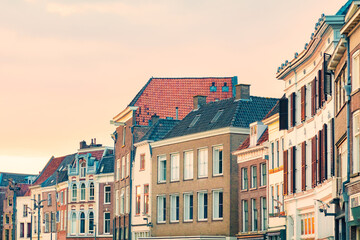 Wall Mural - Row of ancient houses in the Dutch city center of Zutphen