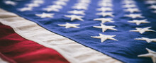 USA Flag, US Of America Sign Symbol Background, Closeup View