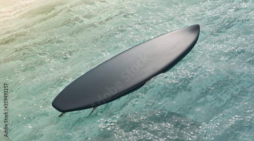 Download Blank Black Surfboard On Water Surface Mockup Side View Stock Illustration Adobe Stock