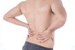 © saran - A man feeling exhausted and suffering from waist and back pain and injury on isolated white background. Health care and medical concept.
