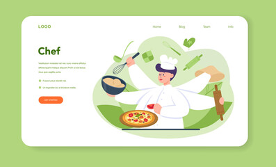 Wall Mural - pizzeria web banner or landing page. chef cooking tasty delicious