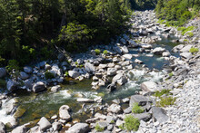 The Feather River Flows Through The Scenic Feather River Canyon In Northern California. This Rugged, Mountainous Area In The Sierra Nevadas Was A Center For Gold Mining During The 19th Century.