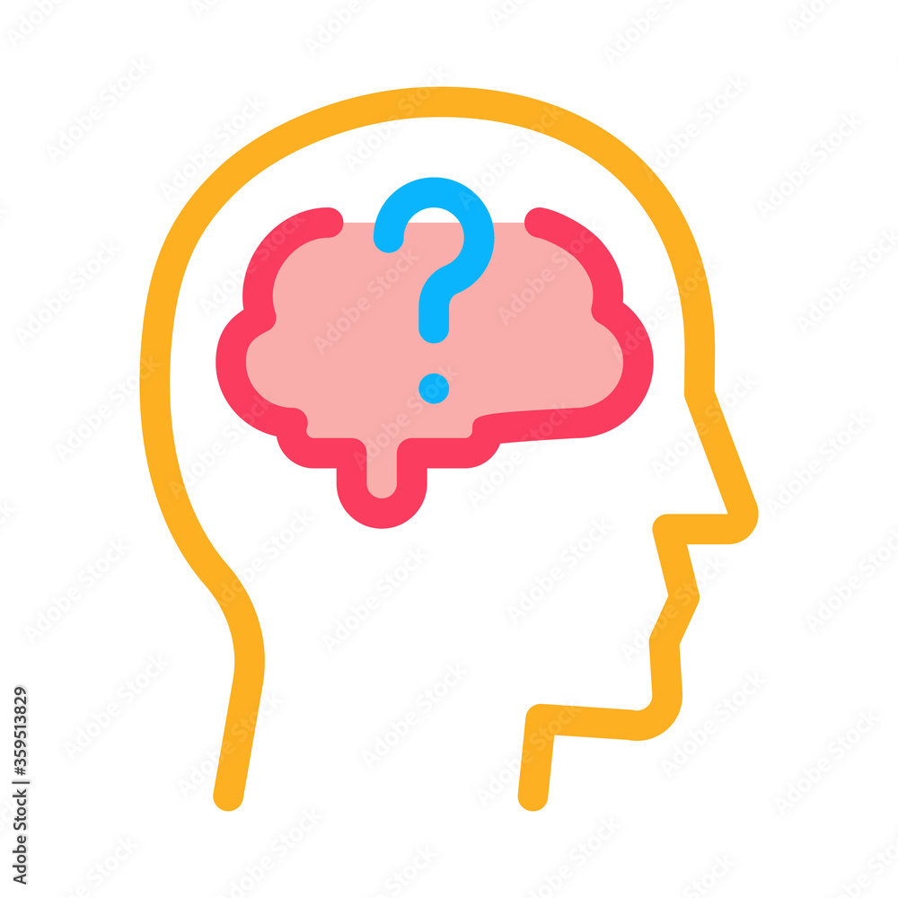 brain question mark icon vector. brain question mark sign. color symbol ...