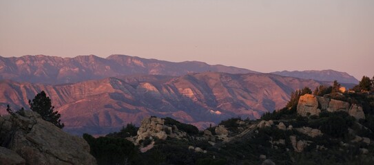 Santa Barbra Mountain Ranges During Golden Hour Creating Stunning Shadows and Colors 