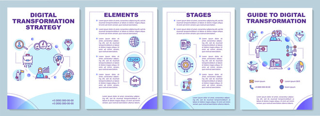 Wall Mural - Digital transformation strategy brochure template. Improve business. Flyer, booklet, leaflet print, cover design with linear icons. Vector layouts for magazines, annual reports, advertising posters