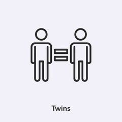 twins icon vector. Linear style sign for mobile concept and web design. twins symbol illustration. Pixel vector graphics - Vector. 