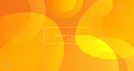 Poster - Trendy abstract yellow geometric background. Summer memphis background vector design.