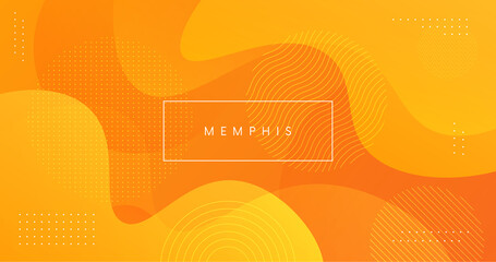 Poster - Minimal geometric summer background with memphis shapes. Abstract yellow backdrop.