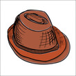 Brown retro style hat drawing sketch