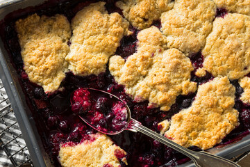 Wall Mural - Homemade Berry Cobbler with Ice Cream