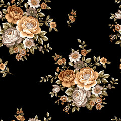 Flowers pattern.Silk scarf design, fashion textile.Seamless pattern.
