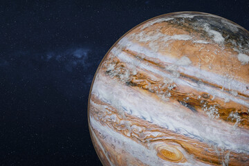Wall Mural - jupiter with clouds of atmosphere in space - high detailed 3d render. elements of this image were fu