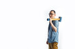 © bander - A man in blue shirt holding a big hammer on his shoulder and smiling
