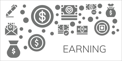 Wall Mural - Modern Simple Set of earning Vector filled Icons