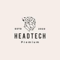 Canvas Print - human head tech geometric hipster vintage logo vector icon illustration