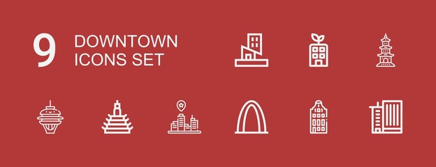 Editable 9 downtown icons for web and mobile