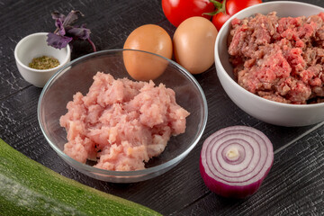 cutlet of the two types of meat stuffed with greens