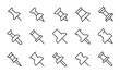 Vector line icons collection of push pin.