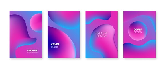Wall Mural - trendy fluid gradient cover set. liquid color shapes composition