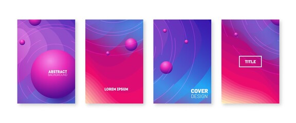 Wall Mural - trendy color minimal cover set. modern wave lines and shapes. abstract gradient banner template.