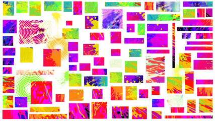 Wall Mural - set of colorful abstract grunge backgrounds, banners, halftone compositions, vector EPS10 with transparency