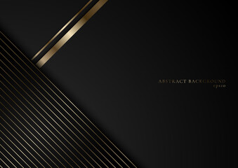 Wall Mural - abstract stripes golden lines on black background with space for your text. luxury style