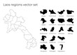 Laos map with shapes of regions. Blank vector map of the Country with regions. Borders of the country for your infographic. Vector illustration.