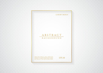 Wall Mural - Minimal white design luxury gold frame for your content with pattern background