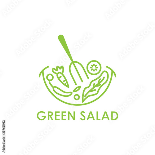 Minimalist Green Salad Logo Design Template Vector Stock Vector Adobe