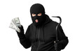© Prostock-studio - Masked thief holding money isolated over white wall