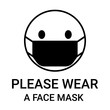 © Iuliia - Please wear a face mask, sign. Head people with respirator protective mask on their faces. Personal protection in hazardous locations. Vector graphic illustration