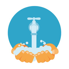 Poster - Hands washing under water tap vector design