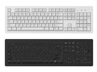 keyboard. white and black keyboard for personal computer, modern pc keypad for write words, keyboard