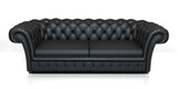 Fototapeta Sypialnia - Black leather sofa isolated on white background. 3 d illustration.