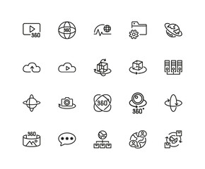 Canvas Print - Interactive system icons. Set of twenty line icons. Cloud service, virtual reality, social media. Internet technology concept. illustration can be used for topics like internet technology, network