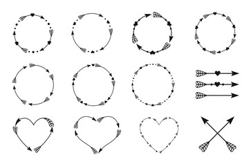 Wall Mural - arrows set, cross arrows, circle arrows vector