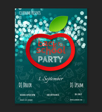 Back To School Party Flyer Design. Vector Template Of Invitation, Flyer, Poster Or Greeting Card.