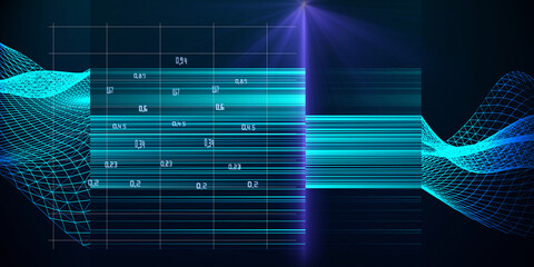 Wall Mural - big data. abstract technology visualization of wavy grid artificial intelligence. big data. quantum 